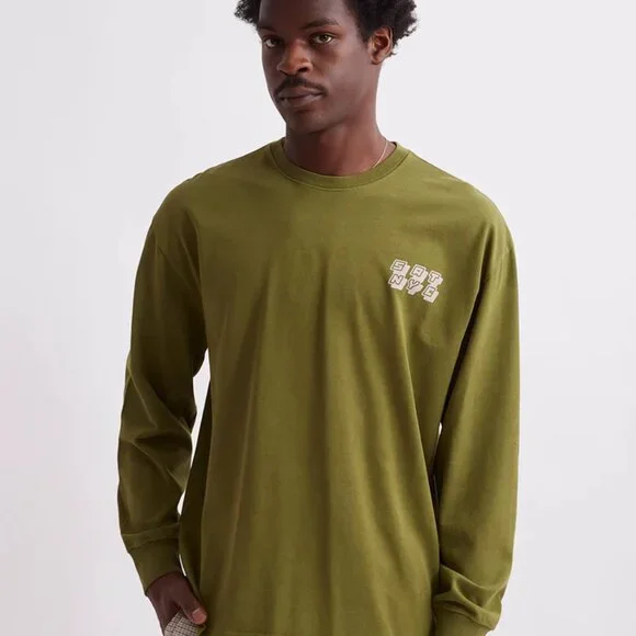 Saturdays Collage Stack Relaxed Long Sleeve Tee Mayfly - Olive - Men's Medium - Picture 1 of 8